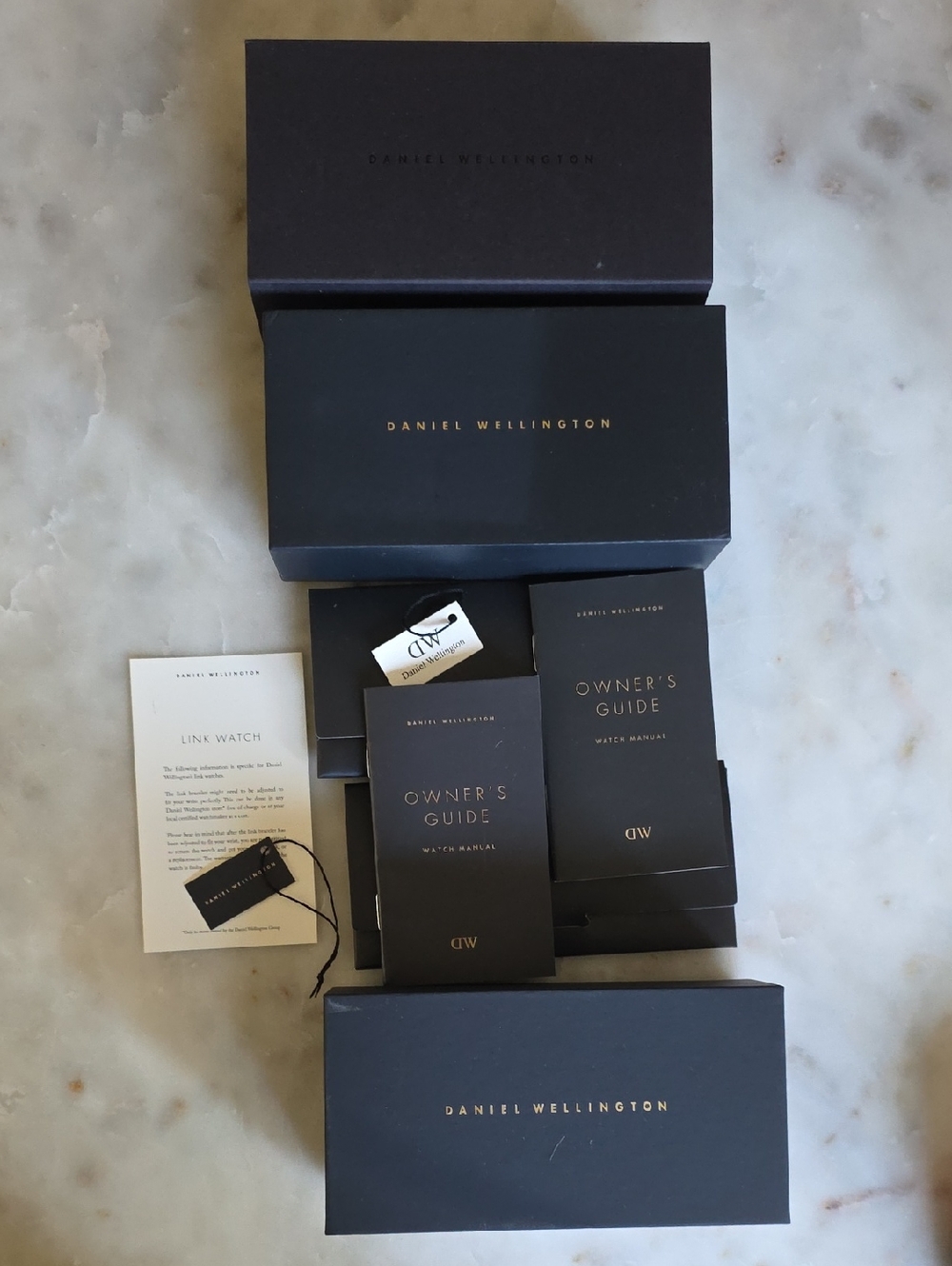 Daniel Wellington Black & Gold Branded Packaging Set W/ manuals